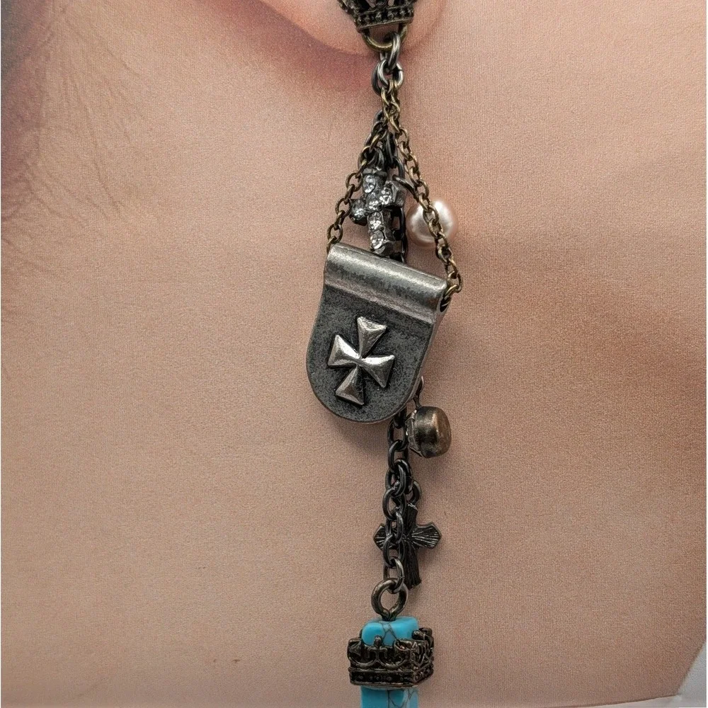 Rock & Republic Jewelry Set Turquoise Point Cross Crown Bracelet & Drop Earrings